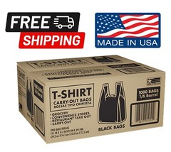 Member’s Mark Black T-Shirt Carryout Bags (1,000 ct.), Size 11.5″ x 6.5″ x 22″