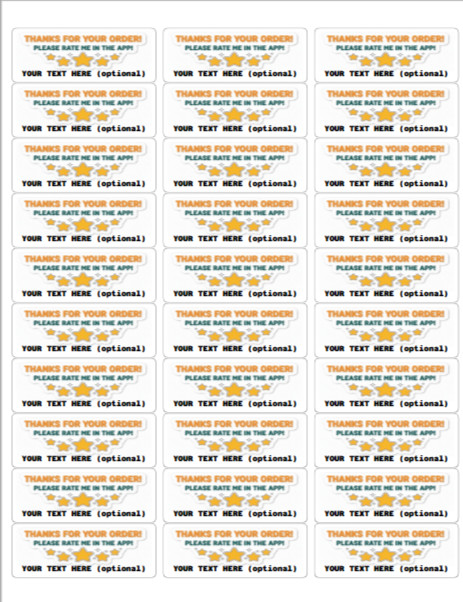 60 Thank You Stickers Uber DoorDash Instacart Grubhub eBay Etsy Rating Reminder