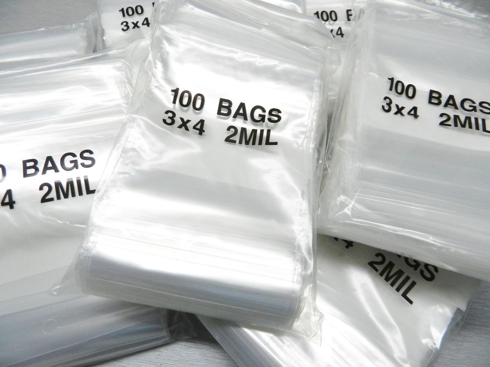 3×4 White Block Reclosable Bags 2mil Writeable 3x 4″ Poly Baggies 1000 Pcs