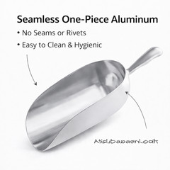 Choice 38 oz Aluminum Ice Scoop One-Piece Utility Scoop 12.75″ Handle Silver