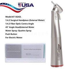 Dental Optic Fiber LED 1:4.2 Increasing Handpiece 45°Angle Head External Channel