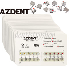 10Packs AZDENT Dental Brackets Mini/Standard MBT/Roth 022/018 Hooks 3 4 5