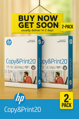 2 Pack HP Copy & Print20 Paper 20lb 8.5×11 Copy Printer Paper 1 Ream 500 Sheets