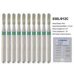 Dental 330 Diamond Bur Pear 830/008 830/010 Medium Coarse Grit High Speed FG
