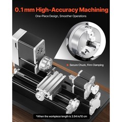 Mini Metal Lathe Machine 2.76 x 5.12 in Power Metal Lathe 20,000 RPM 36W