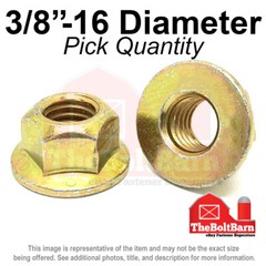 3/8″-16 Grade 8 (G) Hex Flange Top Lock Nuts Coarse Zinc Yellow (Pick Quantity)