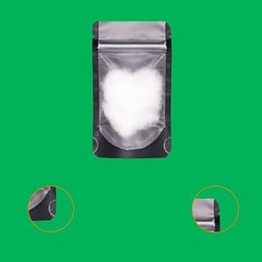100/200/500 Matte Black Stand Up Food Packaging Bag with Window Rounded Corner