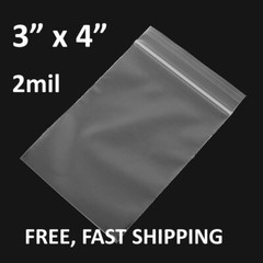 3″x 4″ CLEAR 2 MIL ZIP SEAL BAGS POLY PLASTIC RECLOSABLE LOCK MINI SMALL BAGGIES