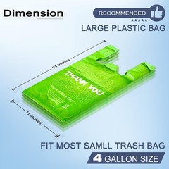 YoYoRain 100 Pack “Thank You” T-Shirt Bags – Green Plastic Shopping Bags with…