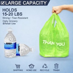 YoYoRain 100 Pack “Thank You” T-Shirt Bags – Green Plastic Shopping Bags with…