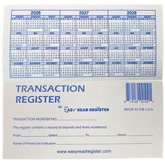 Checkbook Transaction Registers, 2026-2027-2028 Calendars by Easy Read Register
