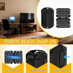 25Pcs Ferrite Chokes Ferrite Beads Snap on RFI EMI Noise Suppressor Cable Clip