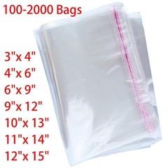 Resealable OPP Bags 1 Mil Thick – 7 Sizes, Crystal Clear Self Adhesive Poly Bags