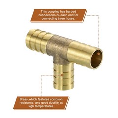 5pcs Brass Hose Barb Fittings 3-Way Tee 5/8″ x 5/8″ x 5/8″ Barbed
