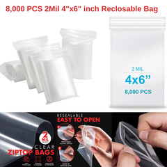 8,000 4×6 Reclosable Resealable Clear Zipper Plastic Bags 2Mil 4″x6″ inch