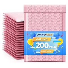 Poly Bubble Mailer 4×8″ 200pcs Small Padded Envelope Mailing Bags Light Pink#000