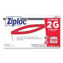 Double Zipper Storage Bag, 2 gal, 100/Box SC Ziploc 682253 198007076060