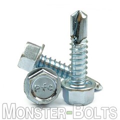 #12 Tek Screws – Indent HWH Hex Washer Head Unsloted Zinc #3 Point Self Drilling