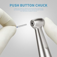 AZDENT Dental Low Speed Contra Angle Handpiece Push Button Fit FG 1.6mm Burs