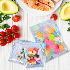 100-400Pcs Holographic Mylar Foil Bags Smell Proof Resealable Zip Seal Pouches