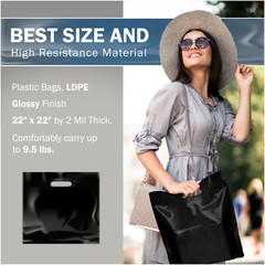 100 Pack 22″ x 22″ with 2 mil Thick Extra Large Black Merchandise Plastic Bags