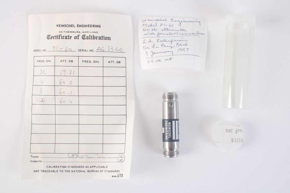API / Weinschel Engineering F1 60dB RF Attenuator