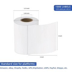 20 Rolls 4″ x 6″ Zebra 2844 Eltron ZP450 Direct Thermal Shipping Labels 250/roll