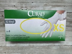 Curad 3G Vinyl Exam Gloves Synthetic *1 Case 10 Boxes 100 Gloves* Size: XSmall