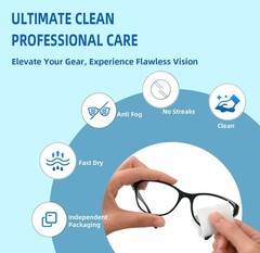 Ageantscom Anti-Fog Wipes for Glasses – Eye 1 Count (Pack of 100), Blue