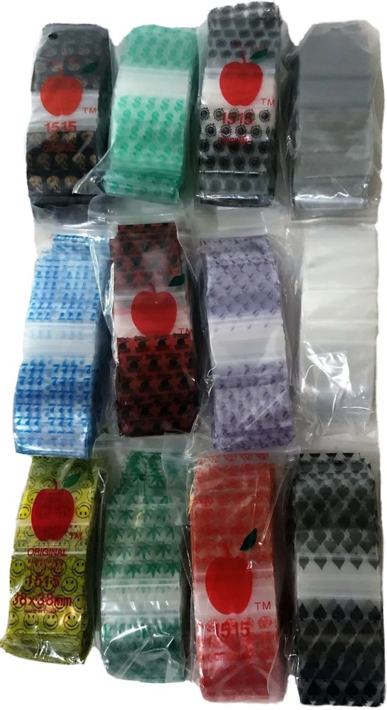 Apple Baggies #1515 (1,200) ASSORTED DESIGNS (12 Packs With 100 In Each Pack!)