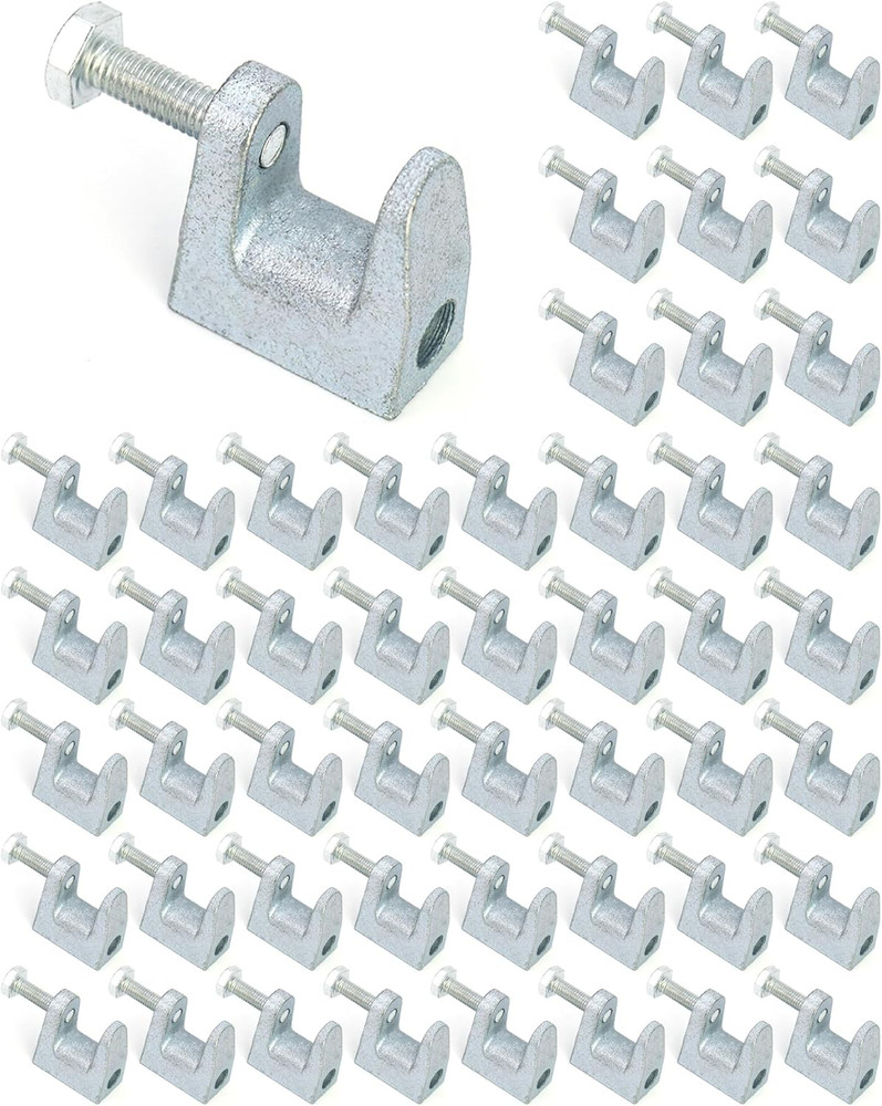 Beam Clamp, 50 Pcs 3/8″ Zinc Plated Iron Safety Beam Clamp, 13/16″ Jaw Opening
