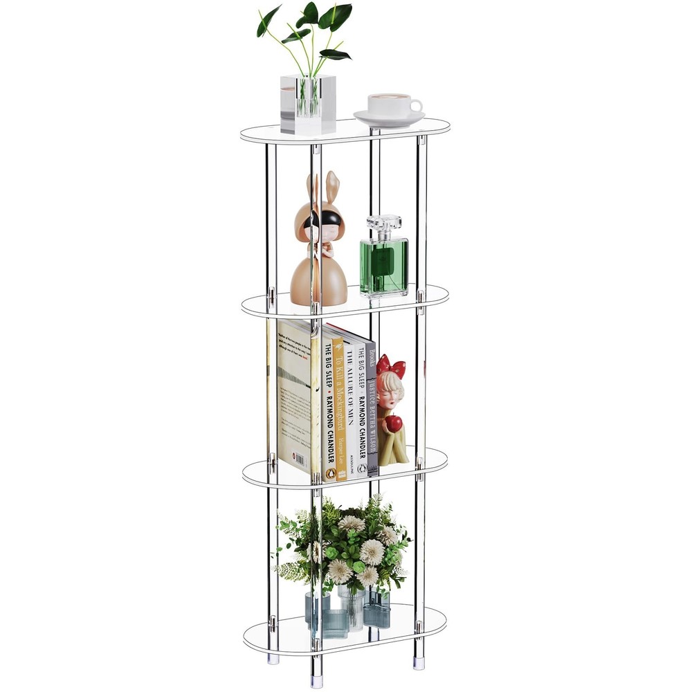 Clear Acrylic Narrow Side Table for Small Spaces, 15.75″ L x 7.87″ W x 38.7″ …