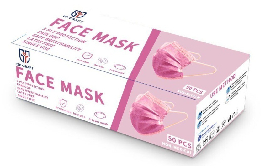 GP Craft 50/100 Pcs Disposable Face Cover 3-Ply Filter Breathable Earloop Masks