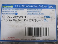 NEW iexcell #10-24 x 3/4″ UNC Hex Socket Head Cap Screws Box of 100 pcs.