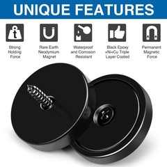 Magnets with Holes, 110 lb+ Waterproof Strong Neodymium Cup Disc Magnets with…