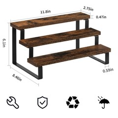 3 Tier Wooden Display Riser Stand Perfume Spice Rack Organizer Rustic Shelf 11.4
