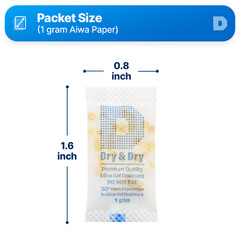 1 gram X 200 PK “Dry & Dry” Food Grade Orange Indicating Silica Gel Packets