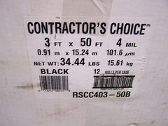 12 Rolls Poly-America Contractor’s Choice 4 Mil Black Plastic Sheeting 3′ X 50′