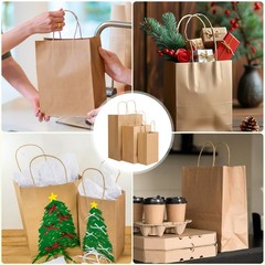 XPCARE 100PCS Brown Paper Bags with Handles, 1 Count (Pack of 100), brown