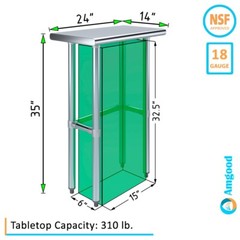 14″ X 24″ Stainless Steel Open Base Table | NSF Prep Metal Work Table
