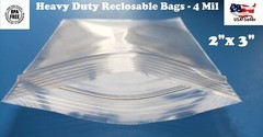 2″x 3″ Clear 4 Mil Plastic Zip Seal Bag Reclosable Top Lock 4Mil Small Baggie