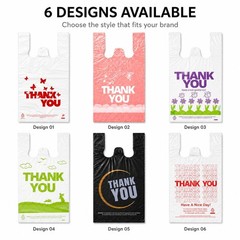 YoYoRain 1000 Pack White Thank You T-Shirt Bags with Handles, 11″x6″x21″ Plas…