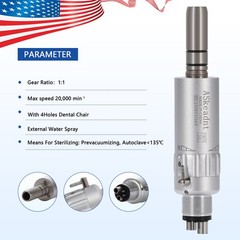 ASkeadnt Dental E-type 4 Hole Air Motor Handpiece Low Speed External Water Spray