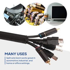 Braided Split-Sleeve Wire Loom for High-Temp Auto Harness Wrapping 5’&28’Length
