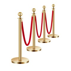4-8 Pcs Gold Stanchion Post 2/3/4/6 Ropes/Belts Sand Injection Hollow Base
