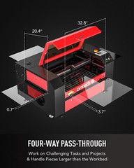 OMTech 28×20 in. 60W CO2 laser Engraver Cutter Marker with CW-3000 Water Chiller