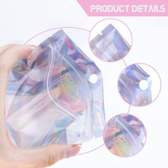 400 pcs Holographic Mylar Foil Bags Smell Proof Resealable Zip Lock Pouch Black