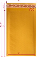 Yens® 250 #00 5×10 Kraft Bubble Padded Envelopes Mailers Inner 5 X 9 250KF00