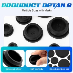80/125 Premium Black Rubber Plugs for Round Hole Assorted Sizes Car & Furniture