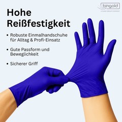 Bingold Disposable Gloves Nitrile 30PLUS, Cobalt Blue L Cardboard Cleaning Gloves